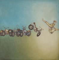 Stuntende motorrijder