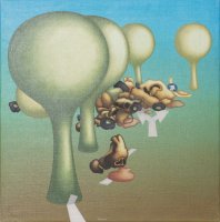 File die zich vermengt met landschap